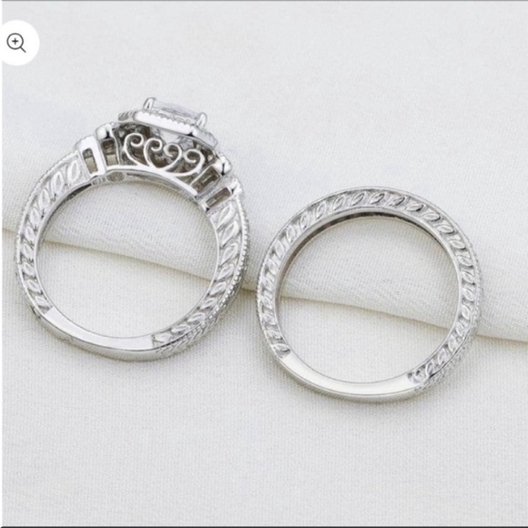 PRINCESS Elegant engagement ring simulated  diamond white gold Plated Size 6 - Picture 8 of 14